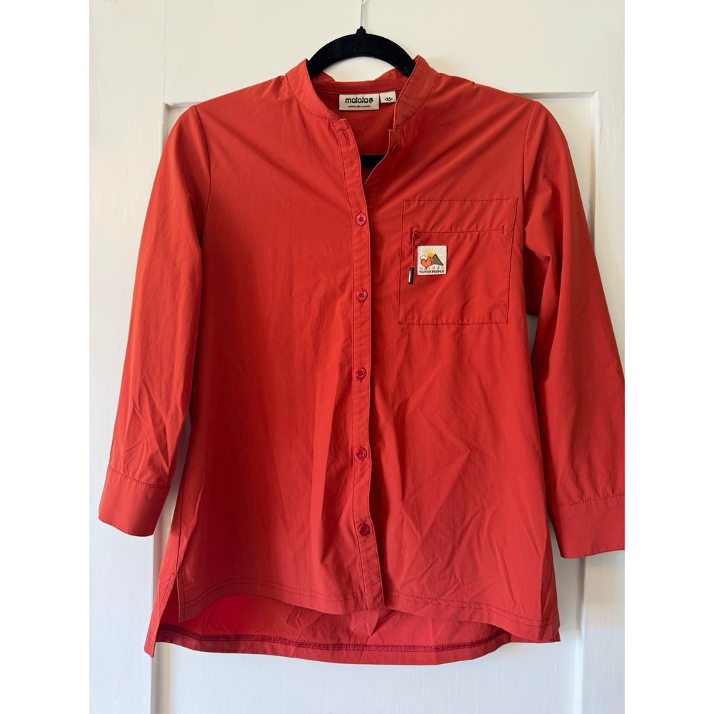 Maloja Button Up Hiking Shirt Rust Red Stretch Women's XS